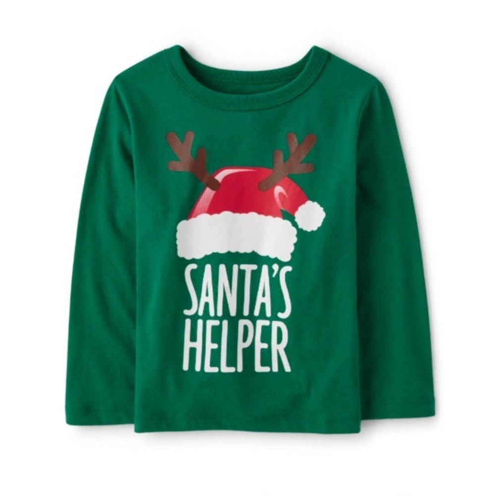 NEW - The Children’s Place
Unisex Santa's Helper Graphic Tee -Park Bench Green